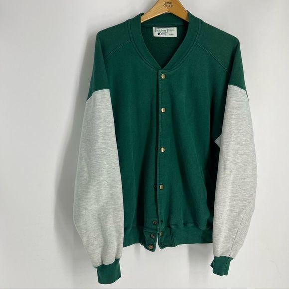 L.L. Bean Other - Vintage LL Bean Varsity Jacket Men Xl Green Russel Button Up Baseball Colorblock